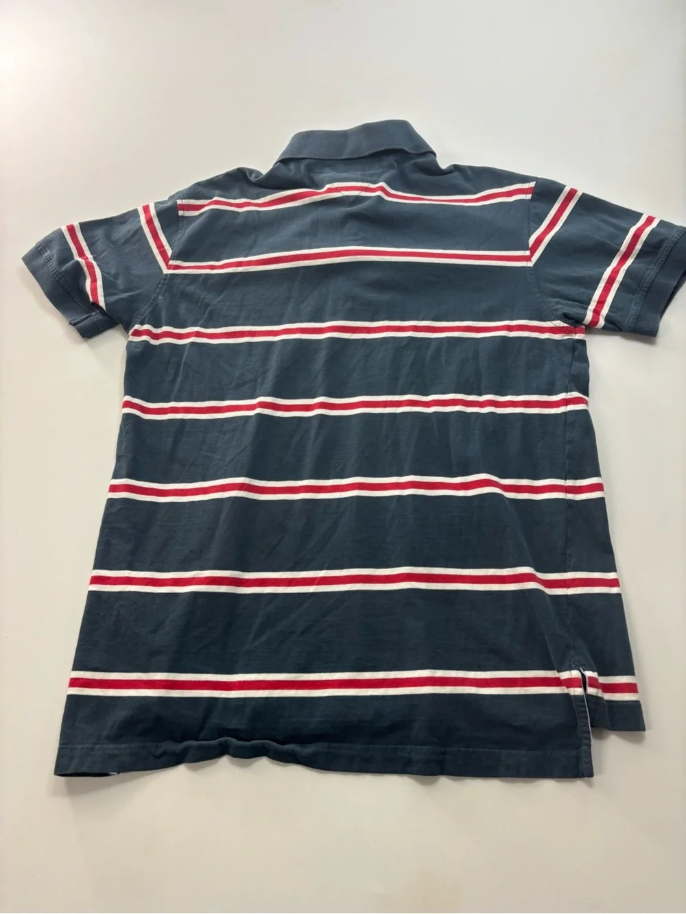 Tommy Hilfiger Navy Polo with Red and White Stripes Men’s Size Large Blue - Picture 5 of 7